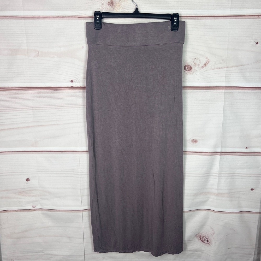 LOGO Layers Lori Goldstein Skirt Womens XS Purple Pull On Maxi Jersey Knit Solid